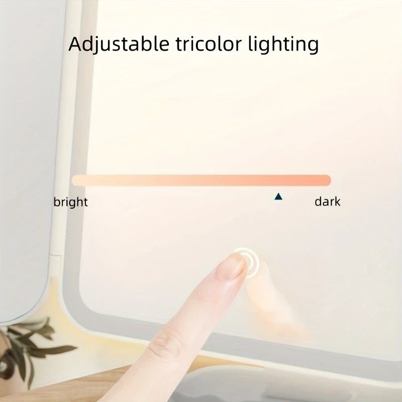 Smart Touch LED Vanity Mirror - 3 Color Dimmable Lights, 270° Adjustable, Rechargeable Desktop Makeup Mirror(white) - Image 8