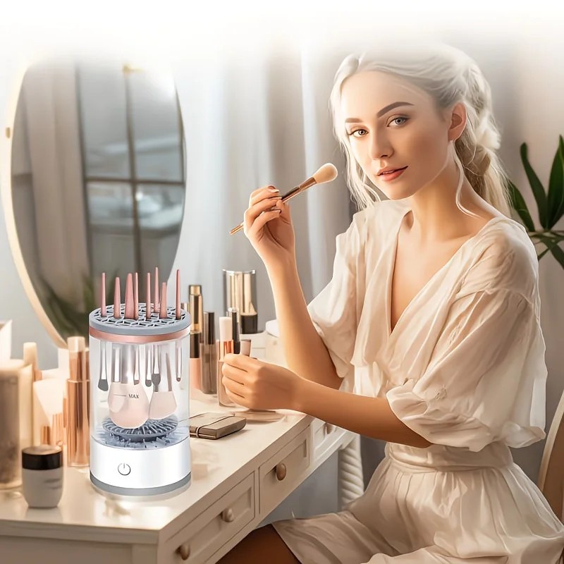 Makeup brush cleaning and drying machine, equipped with a rapid drying system and compact design, suitable for home use and travel. It is an ideal gift for women and for beauty tool care. - Image 2