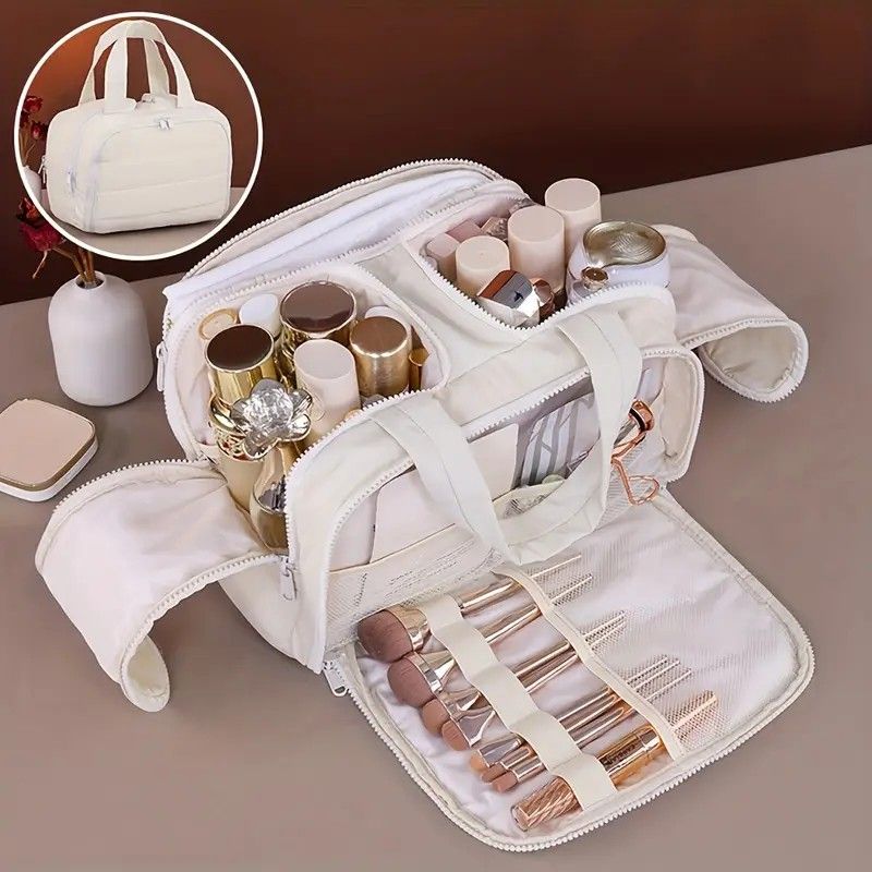 Travel Toiletry & Makeup Bag – Large Capacity Organiser Wash Bag with Compartments(PINK) - Image 7