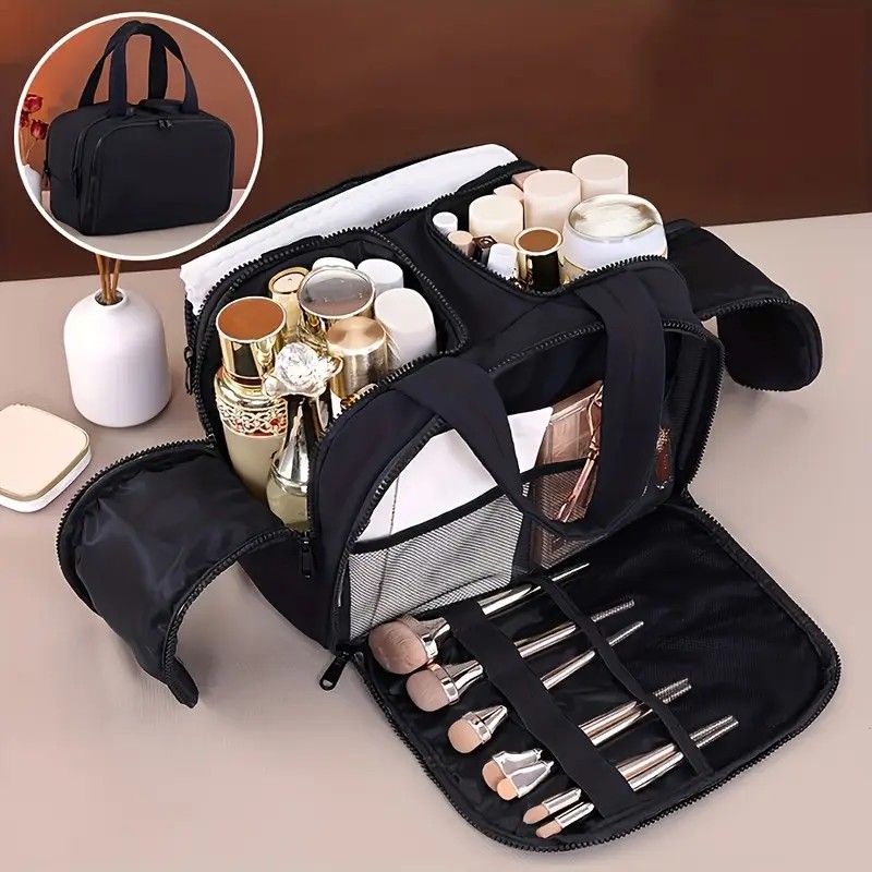 Travel Toiletry & Makeup Bag – Large Capacity Organiser Wash Bag with Compartments(PINK) - Image 8