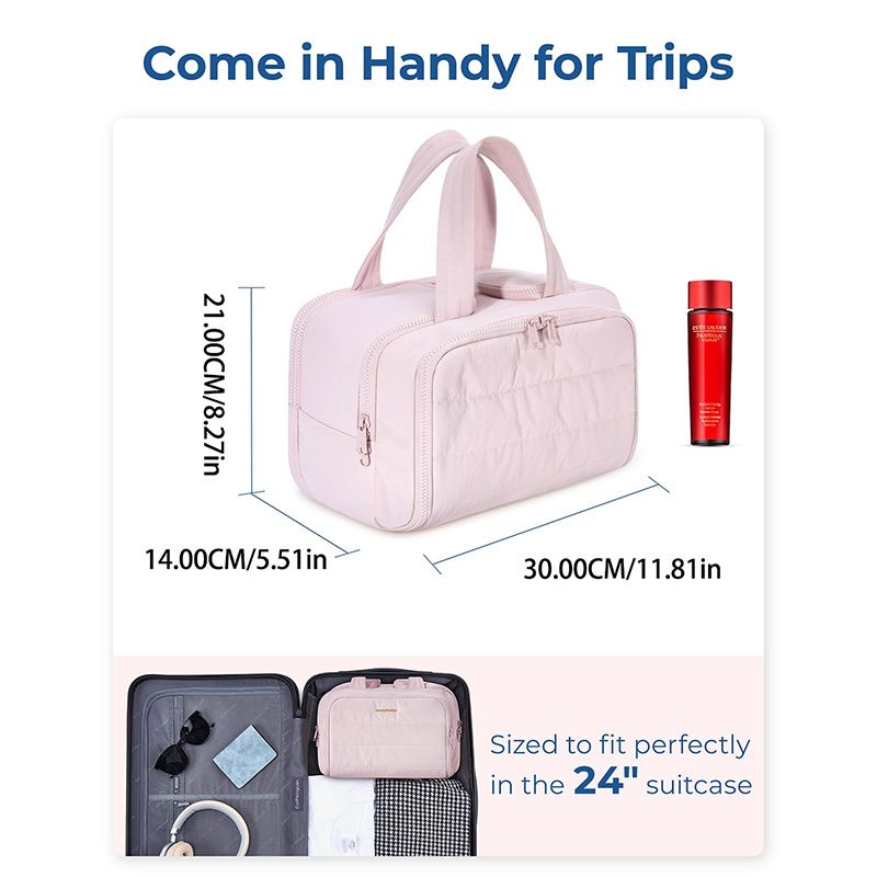 Travel Toiletry & Makeup Bag – Large Capacity Organiser Wash Bag with Compartments(BLUE) - Image 8