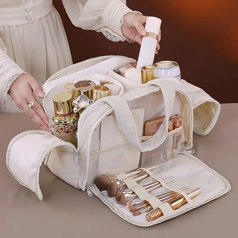 Travel Toiletry & Makeup Bag – Large Capacity Organiser Wash Bag with Compartments(purple) - Image 2