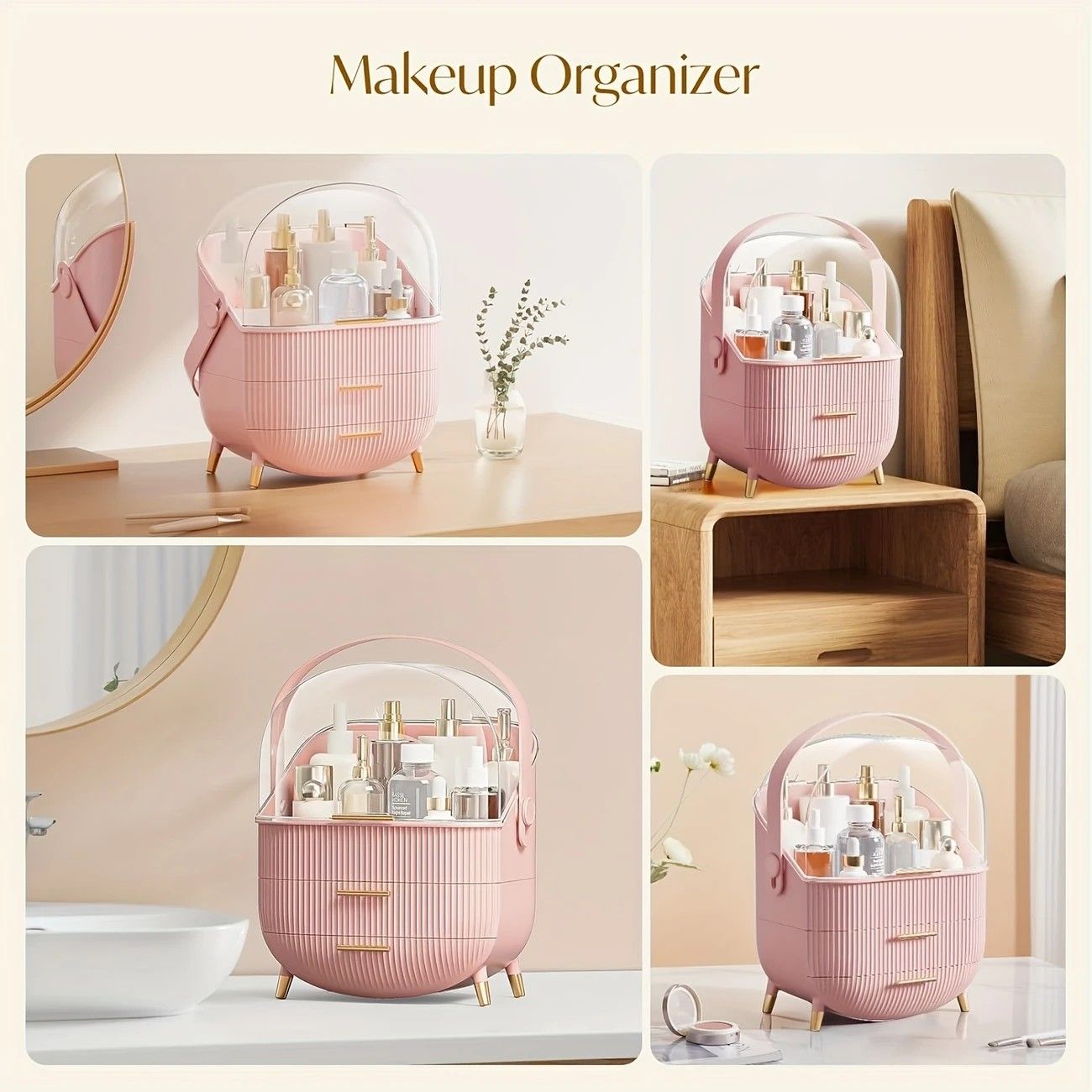 Transparent Flip-top Cosmetic Storage Box: Dustproof, Waterproof, Multi-layer Drawer Organizer, Portable Storage Essential for Desktop and Bathroom.pink - Image 7