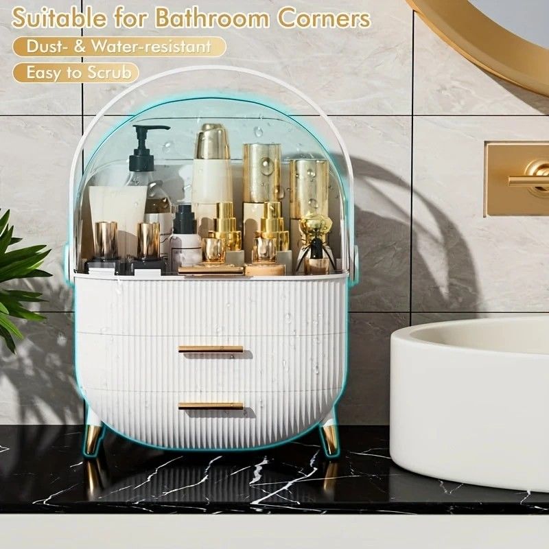 Transparent Flip-top Cosmetic Storage Box: Dustproof, Waterproof, Multi-layer Drawer Organizer, Portable Storage Essential for Desktop and Bathroom.white - Image 3