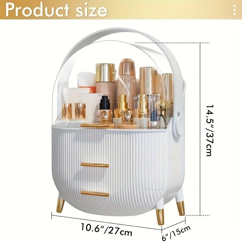 Transparent Flip-top Cosmetic Storage Box: Dustproof, Waterproof, Multi-layer Drawer Organizer, Portable Storage Essential for Desktop and Bathroom.white - Image 5