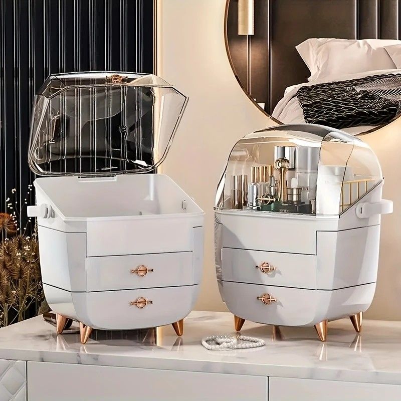 BLACK Luxury Transparent Flip-top Cosmetic Organizer, Large Capacity with Smart Compartments, Dustproof & Silent Drawers, Essential for a Neat Vanity. - Image 4