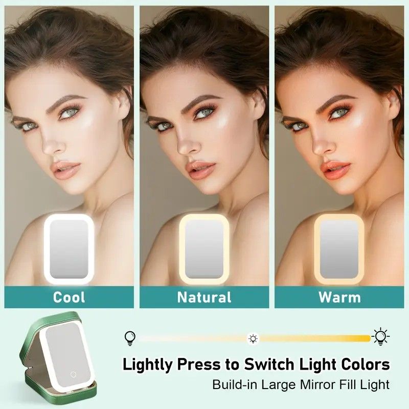 Portable 3-Light LED Makeup Mirror with Organizer – Travel Vanity Case, Rechargeable Touch Control Makeup Box for Home & Travel(WHITE) - Image 8