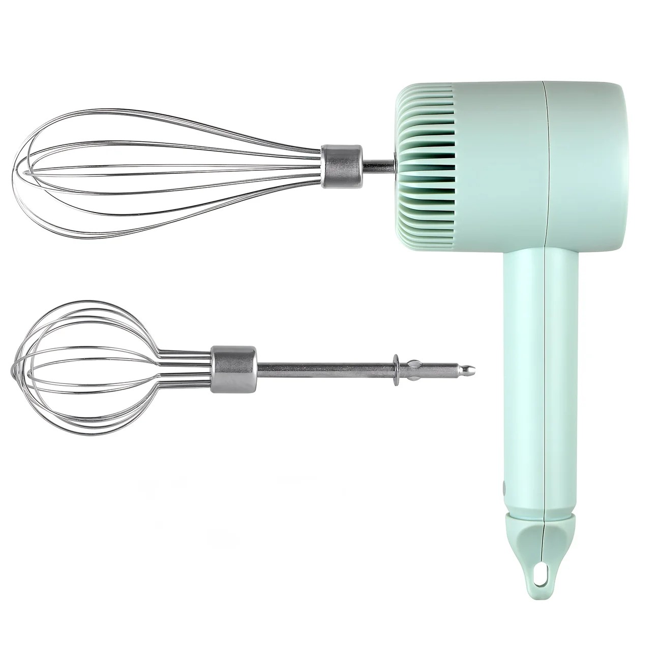 Green Wireless charging handheld mixer, 30W with three-speed settings. Dual whisk heads designed for whipping eggs, cream, and batter. Suitable for both kitchen and outdoor use, also an ideal gift. - Image 1