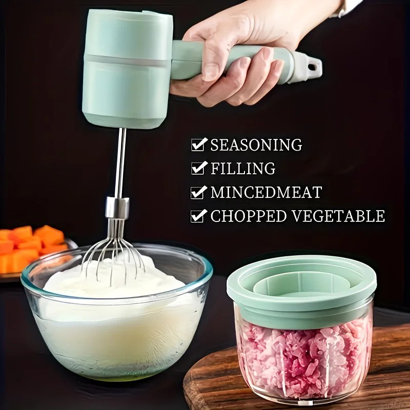 White  Wireless charging handheld mixer, 30W with three-speed settings. Dual whisk heads designed for whipping eggs, cream, and batter. Suitable for both kitchen and outdoor use, also an ideal gift. - Image 8