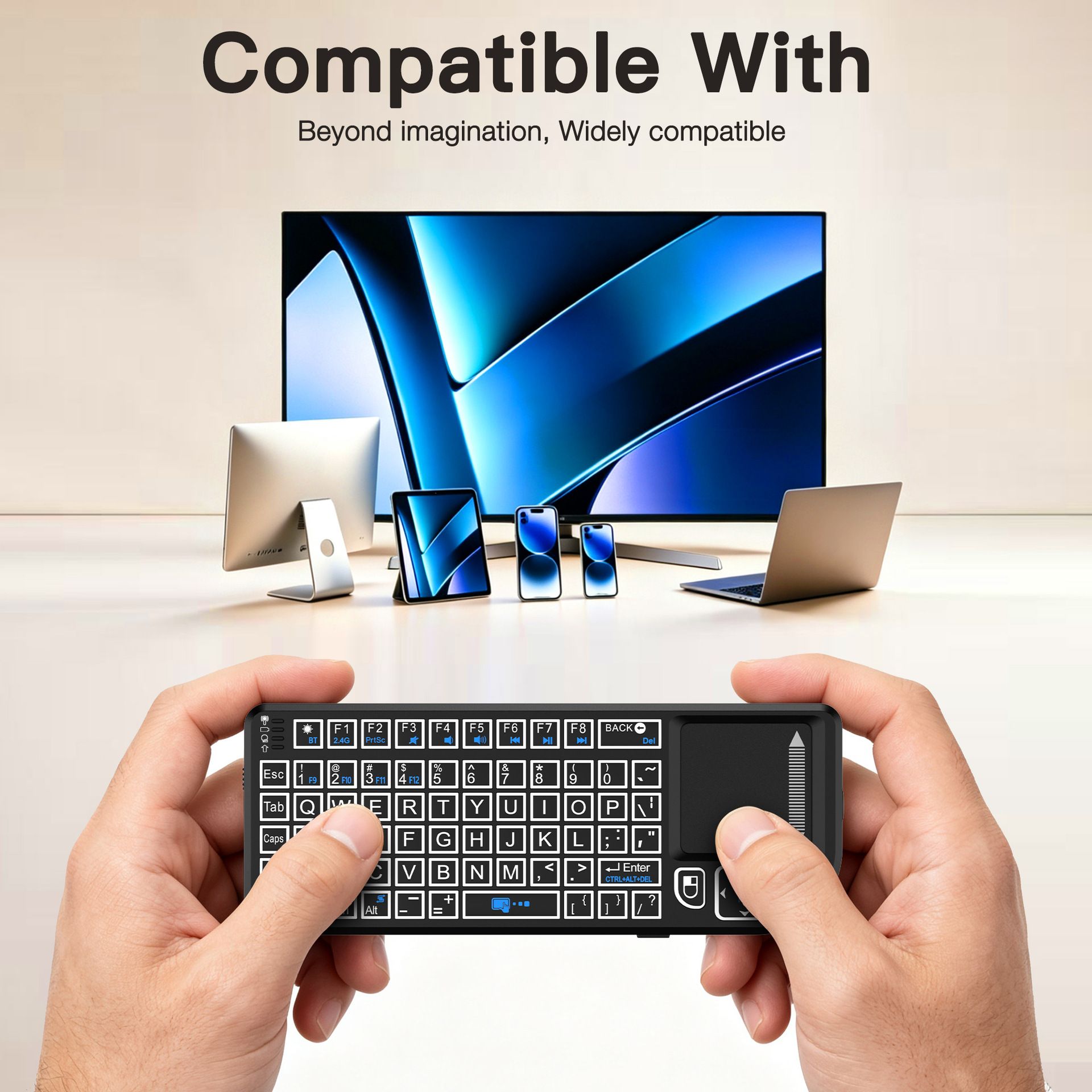 Multifunctional Mini Wireless Keyboard and Mouse Combo: Bluetooth & 2.4G Dual Mode, Integrated Laser Pointer and Touchpad, Multi-System Compatible, Essential Tool for Business Presentations and Office Work. - Image 1