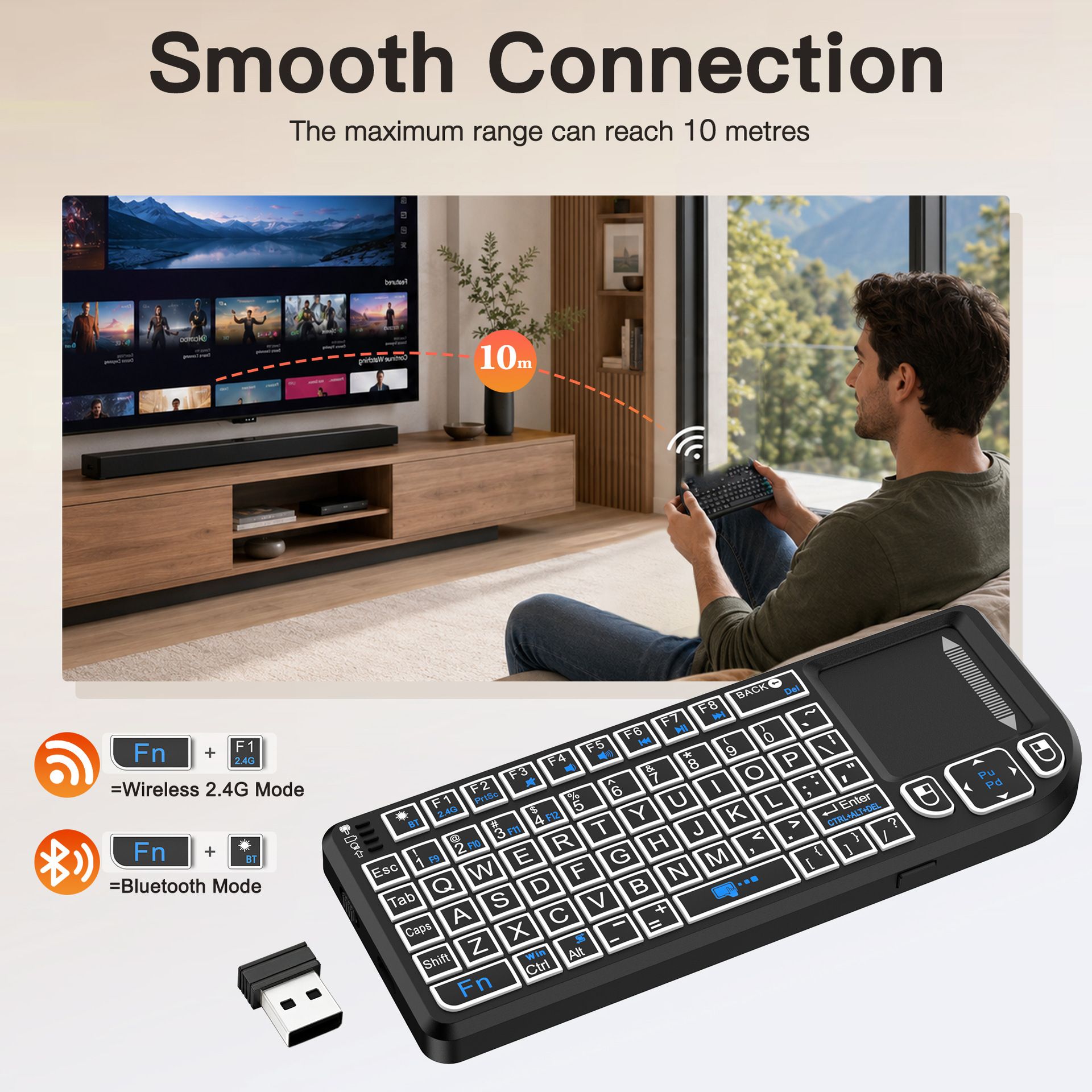 Multifunctional Mini Wireless Keyboard and Mouse Combo: Bluetooth & 2.4G Dual Mode, Integrated Laser Pointer and Touchpad, Multi-System Compatible, Essential Tool for Business Presentations and Office Work. - Image 4