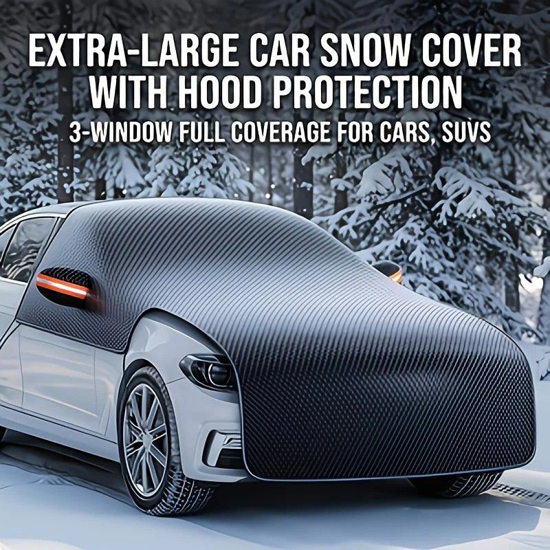 All-season universal semi car cover with portable design, compatible with various vehicle models. Effectively blocks sunlight, prevents snow and falling leaves. Enjoy an extra 10 minutes of sleep every day. Hassle-free car protection all year round. - Image 1