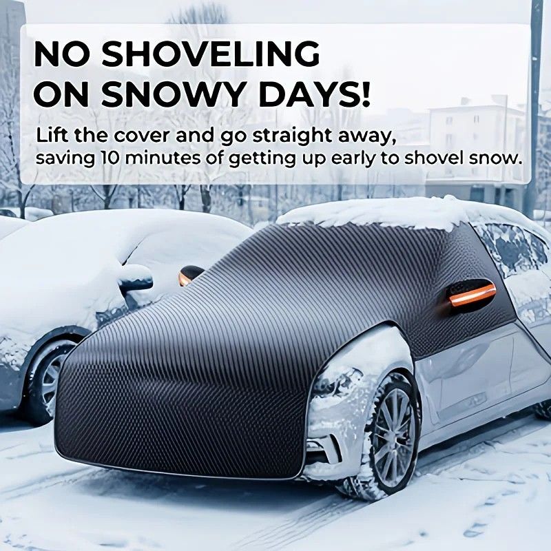 All-season universal semi car cover with portable design, compatible with various vehicle models. Effectively blocks sunlight, prevents snow and falling leaves. Enjoy an extra 10 minutes of sleep every day. Hassle-free car protection all year round. - Image 2