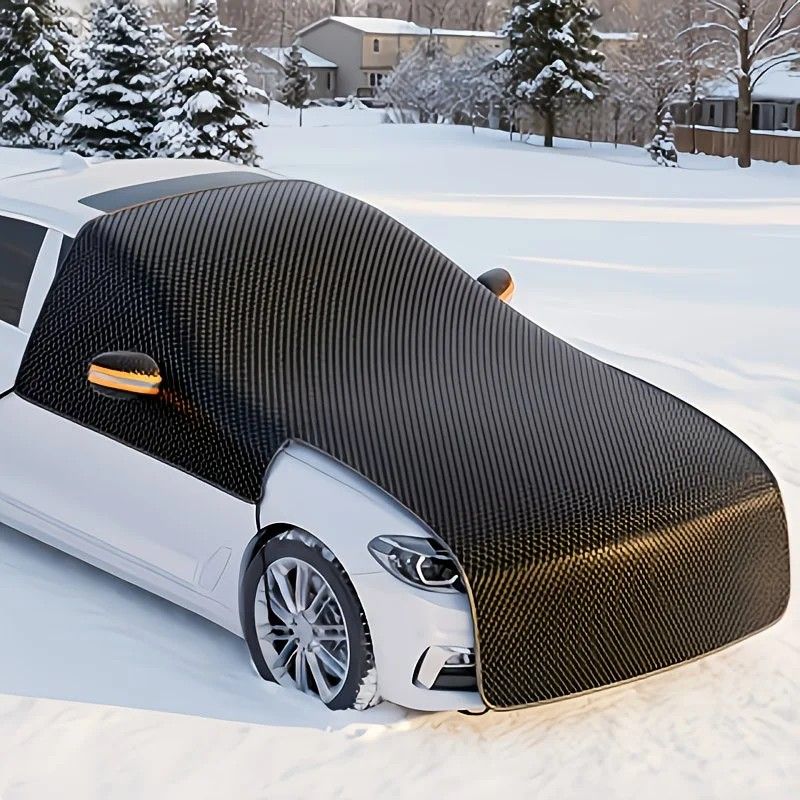 All-season universal semi car cover with portable design, compatible with various vehicle models. Effectively blocks sunlight, prevents snow and falling leaves. Enjoy an extra 10 minutes of sleep every day. Hassle-free car protection all year round. - Image 3