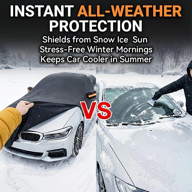All-season universal semi car cover with portable design, compatible with various vehicle models. Effectively blocks sunlight, prevents snow and falling leaves. Enjoy an extra 10 minutes of sleep every day. Hassle-free car protection all year round. - Image 6