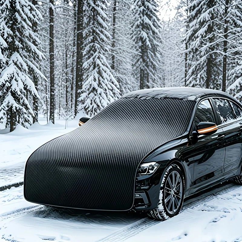 All-season universal semi car cover with portable design, compatible with various vehicle models. Effectively blocks sunlight, prevents snow and falling leaves. Enjoy an extra 10 minutes of sleep every day. Hassle-free car protection all year round. - Image 7