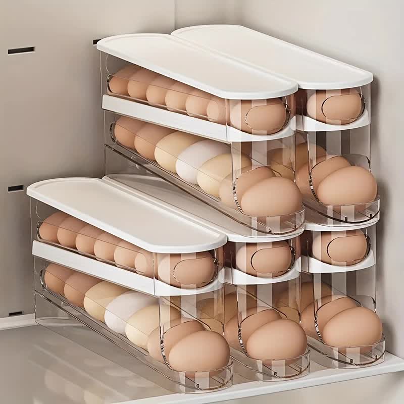 2pcs Automatic Replenishing Egg Box: Refrigerator Storage Essential, Space - saving and Easy to Access - Image 1