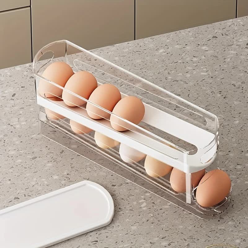 2pcs Automatic Replenishing Egg Box: Refrigerator Storage Essential, Space - saving and Easy to Access - Image 3