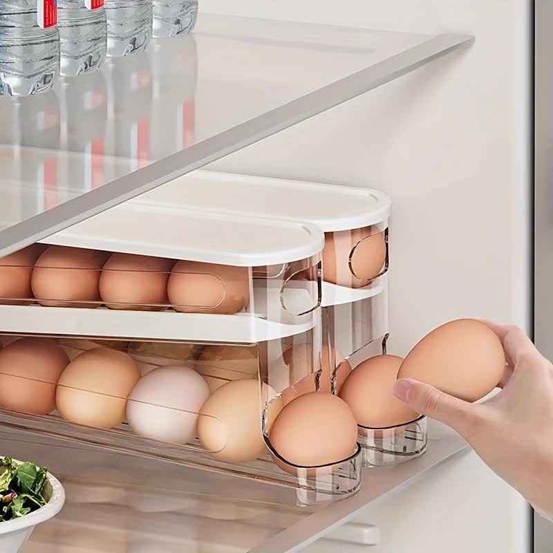 2pcs Automatic Replenishing Egg Box: Refrigerator Storage Essential, Space - saving and Easy to Access - Image 6