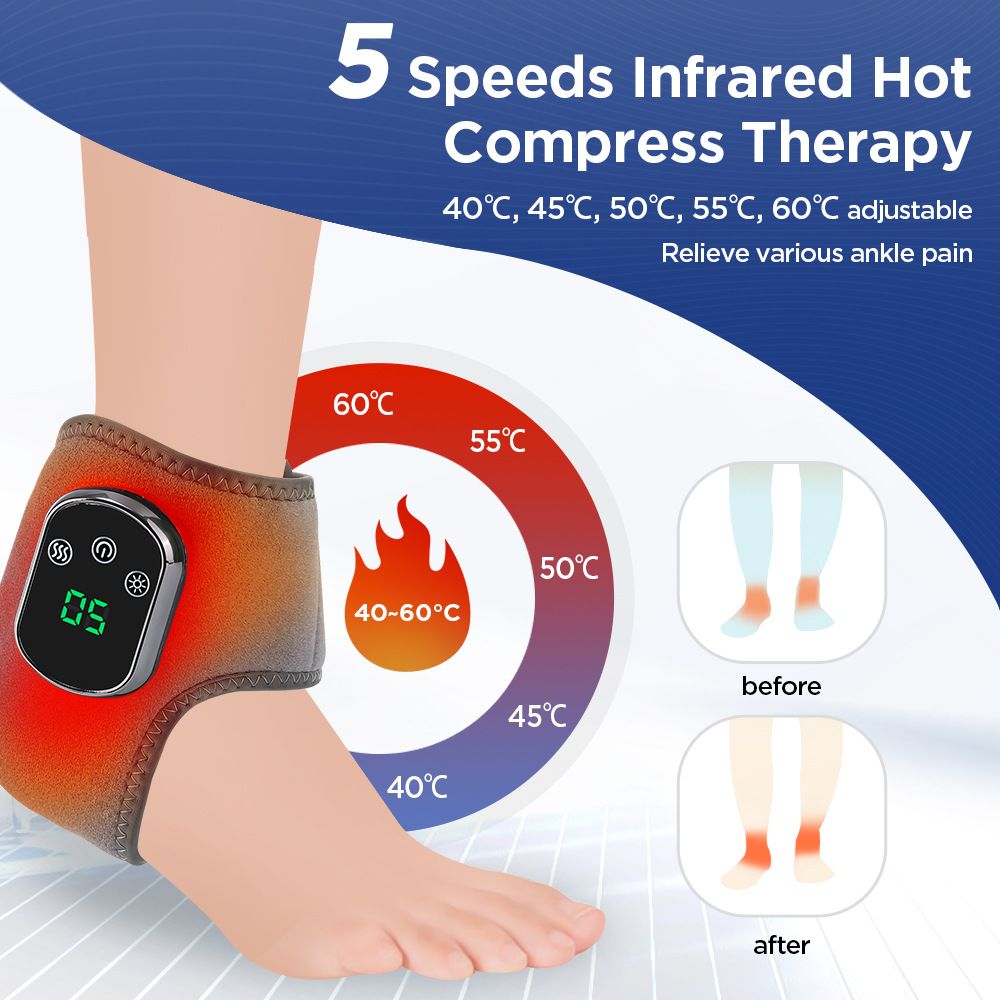 Heated Ankle Wrap with Massage – Infrared Heat Therapy, Vibration Massage, Rechargeable & Adjustable Strap | [NEW ARRIVAL] - Image 1