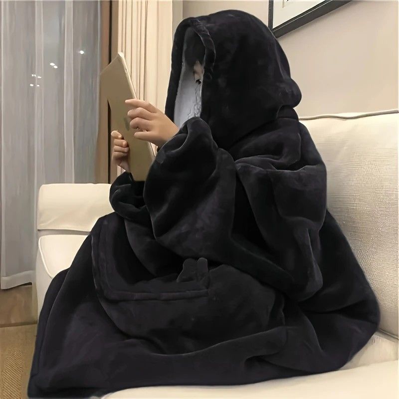 Ultra-Soft Fleece Wearable Blanket Hoodie, Unisex Hooded Large-Pocket Lazy Warm Home Wear(pink) - Image 8