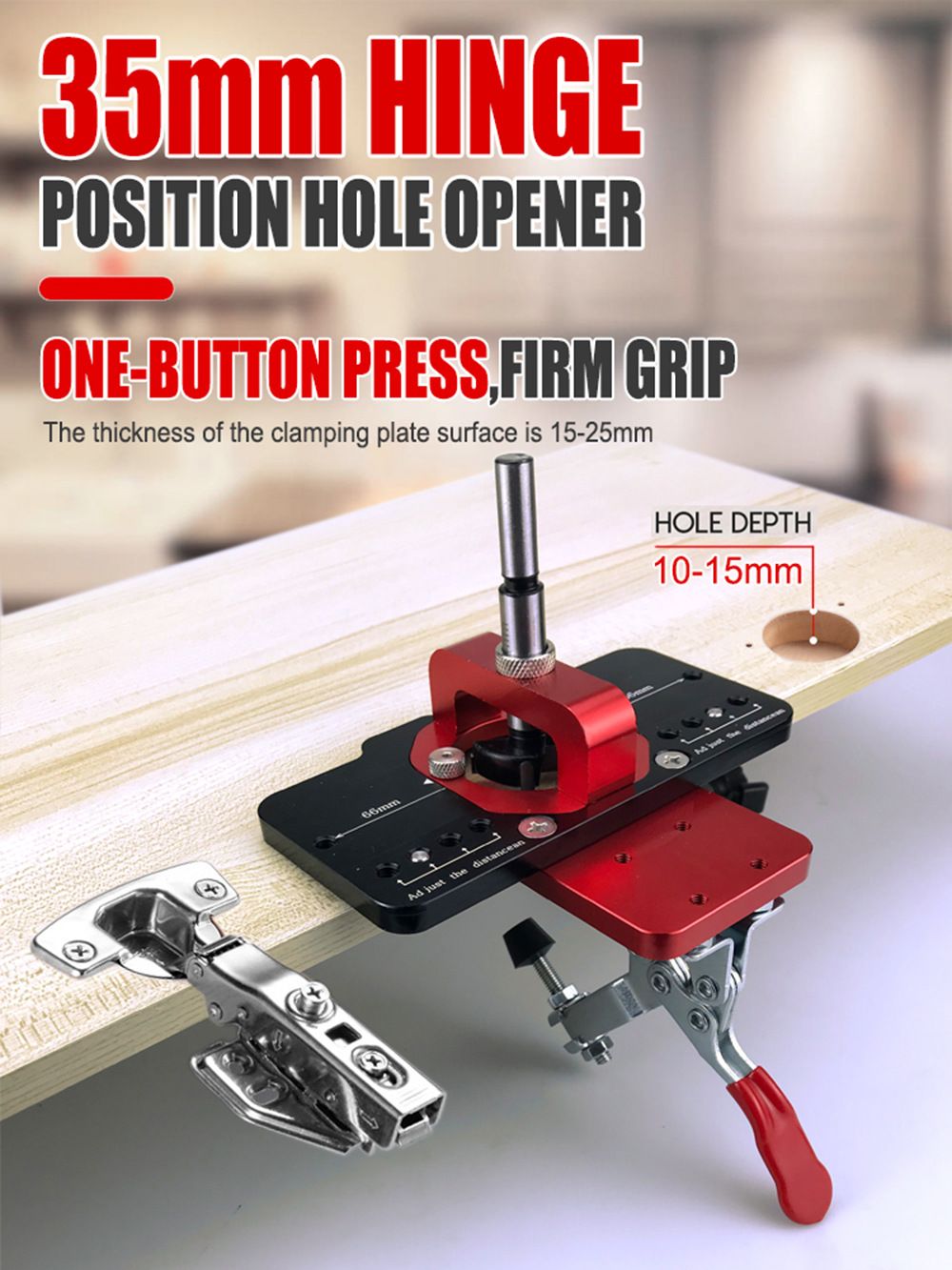 35mm Hinge Drilling Positioning Tool: Adjustable Offset and Controllable Depth, Precision Drilling Done in One Step - Image 8