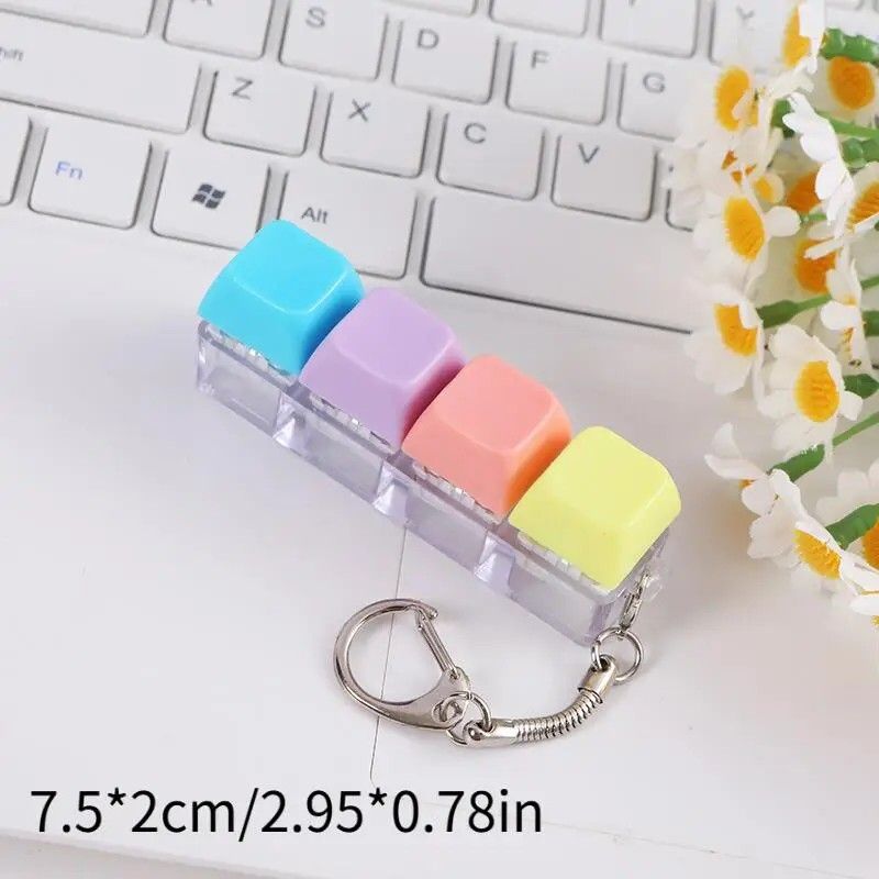 （1key/4key/9 key)3PCS Creative Fingertip Stress Reliever: Keyboard Click Sound Keychain, Colorful Fidget Ring Relaxation Companion - Image 3
