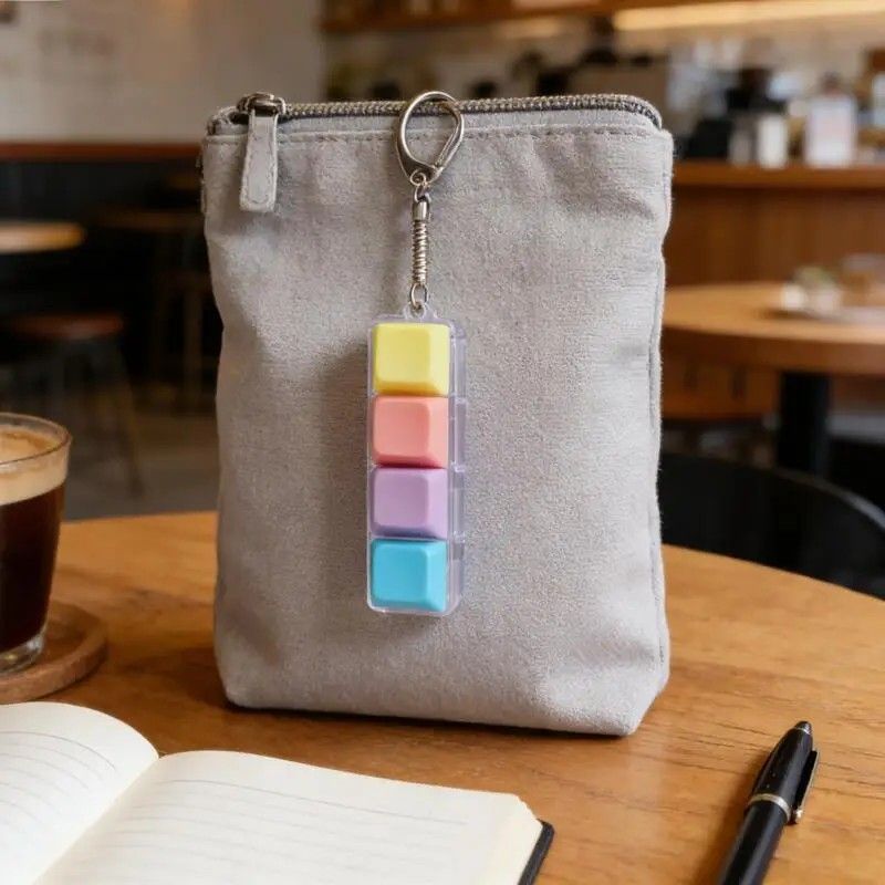 （1key/4key/9 key)3PCS Creative Fingertip Stress Reliever: Keyboard Click Sound Keychain, Colorful Fidget Ring Relaxation Companion - Image 4