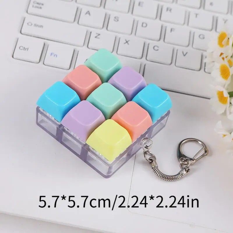（1key/4key/9 key)3PCS Creative Fingertip Stress Reliever: Keyboard Click Sound Keychain, Colorful Fidget Ring Relaxation Companion - Image 5