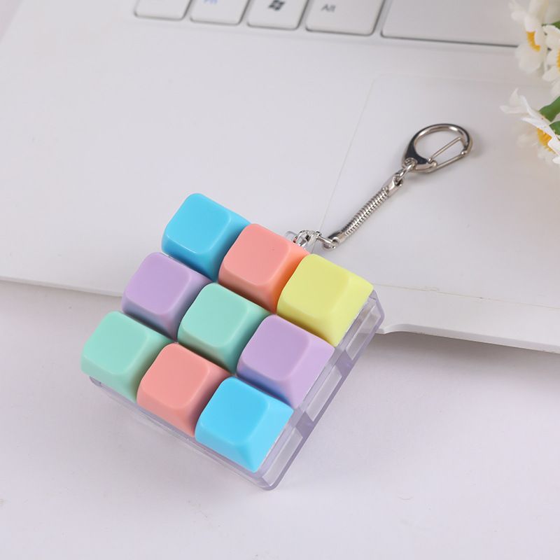 Creative Fingertip Stress Reliever: Keyboard Click Sound Keychain, Colorful Fidget Ring Relaxation Companion（9 key） - Image 2