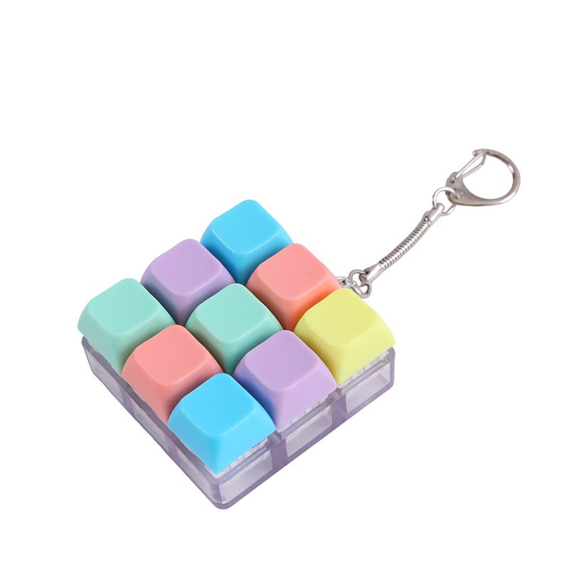 Creative Fingertip Stress Reliever: Keyboard Click Sound Keychain, Colorful Fidget Ring Relaxation Companion（9 key） - Image 3