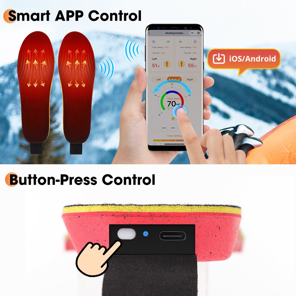 Rechargeable Heated Insoles with Bluetooth APP Control – 3 Heat Settings (40–60°C), Trim-to-Fit, 3000mAh Battery | NEW ARRIVAL(NO: S) - Image 8
