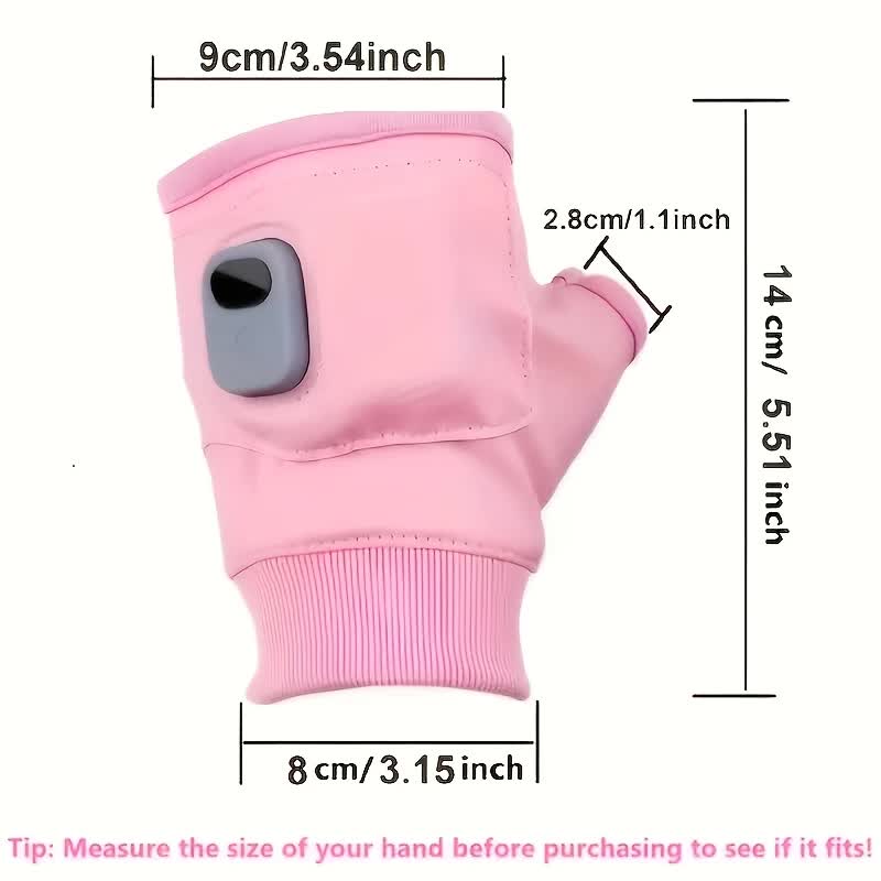 Pink Professional USB electric heating fingerless gloves, unisex, with LED temperature display, 3-level adjustable heating, and effective cold protection. Suitable for typing, gaming, skiing, and daily wear, this is a practical winter holiday gift. - Image 6
