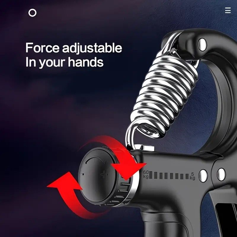 Adjustable Heavy-Duty Grip Strengthener with Counter, 5-60kg – Powerful Forearm and Wrist Builder for Complete Muscle Training & Strength Conditioning(BLACK GREY) - Image 3