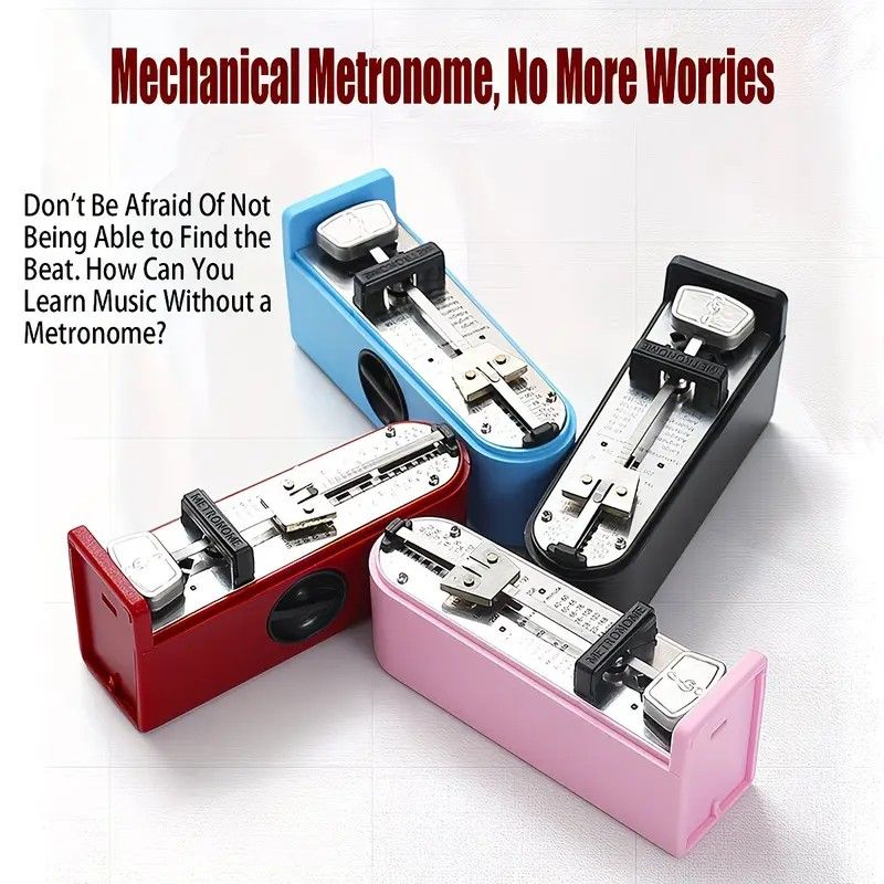 Portable Mini Mechanical Metronome – Battery-Free Instrument Beat Keeper, Universal Rhythm Training Aid for Piano, Guitar, Ukulele, and Wind Instruments(RED) - Image 2