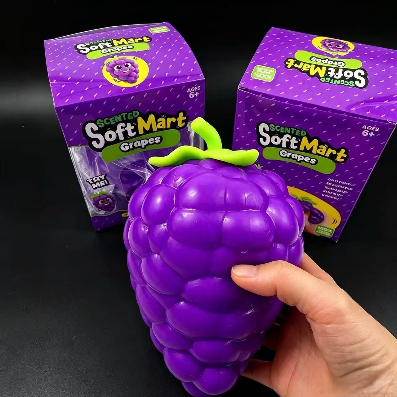 Extra large purple grape squishy toy, realistic and plump TPR soft gel, 19.5cm super size, soft and bouncy for ultimate stress relief, a desktop decompression tool suitable for both adults and children. - Image 2