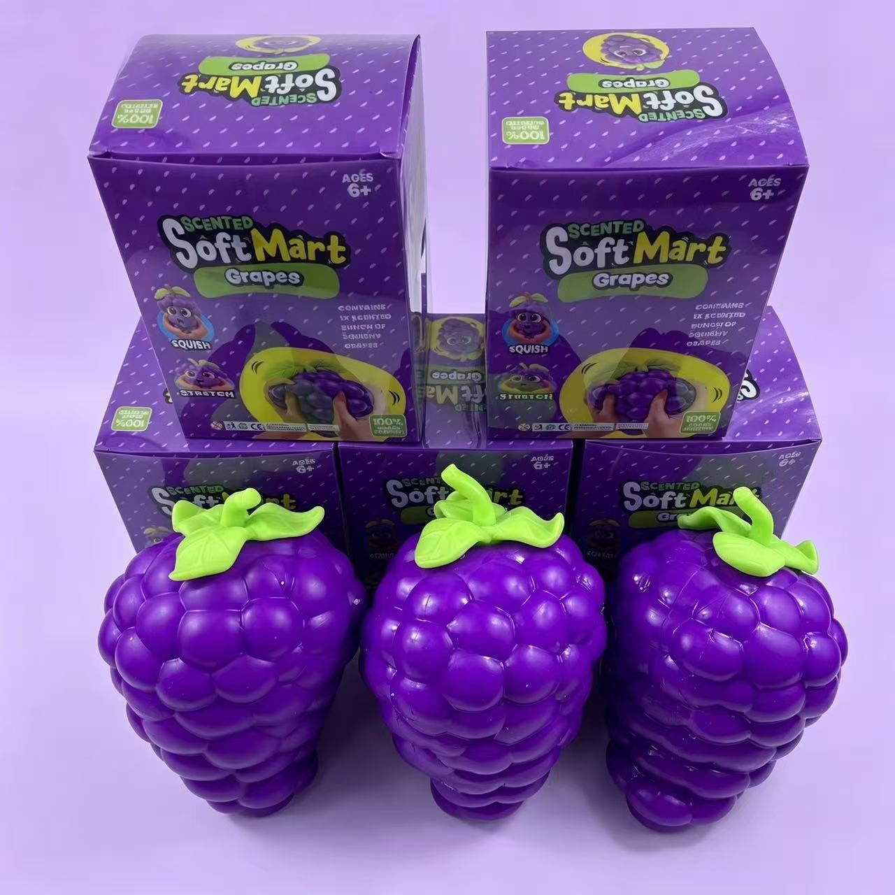 Extra large purple grape squishy toy, realistic and plump TPR soft gel, 19.5cm super size, soft and bouncy for ultimate stress relief, a desktop decompression tool suitable for both adults and children. - Image 3