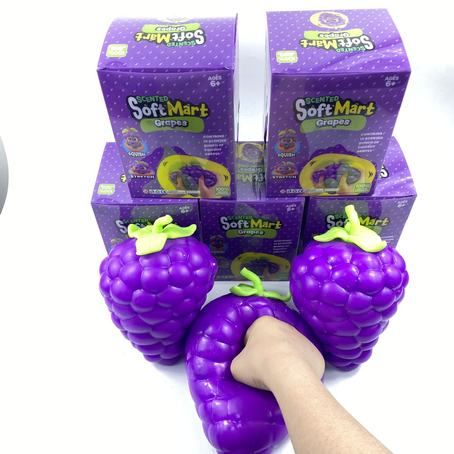 Extra large purple grape squishy toy, realistic and plump TPR soft gel, 19.5cm super size, soft and bouncy for ultimate stress relief, a desktop decompression tool suitable for both adults and children. - Image 8