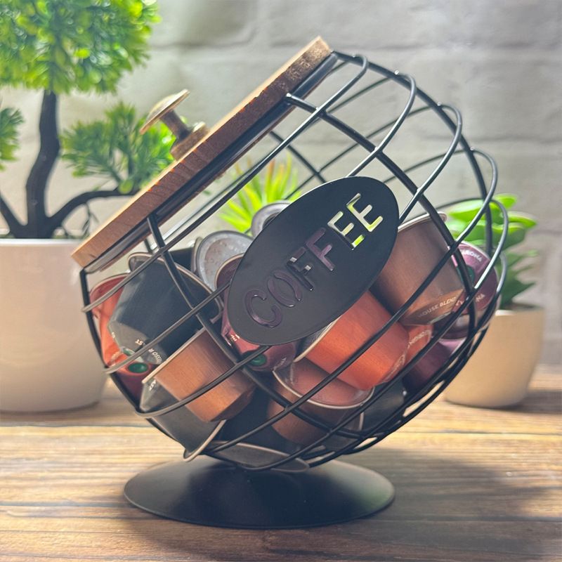 1pc Unique Coffee Capsule Basket Iron Coffee Pod Holder with Slanted Design for Home Bar and Cafe Display。black - Image 1