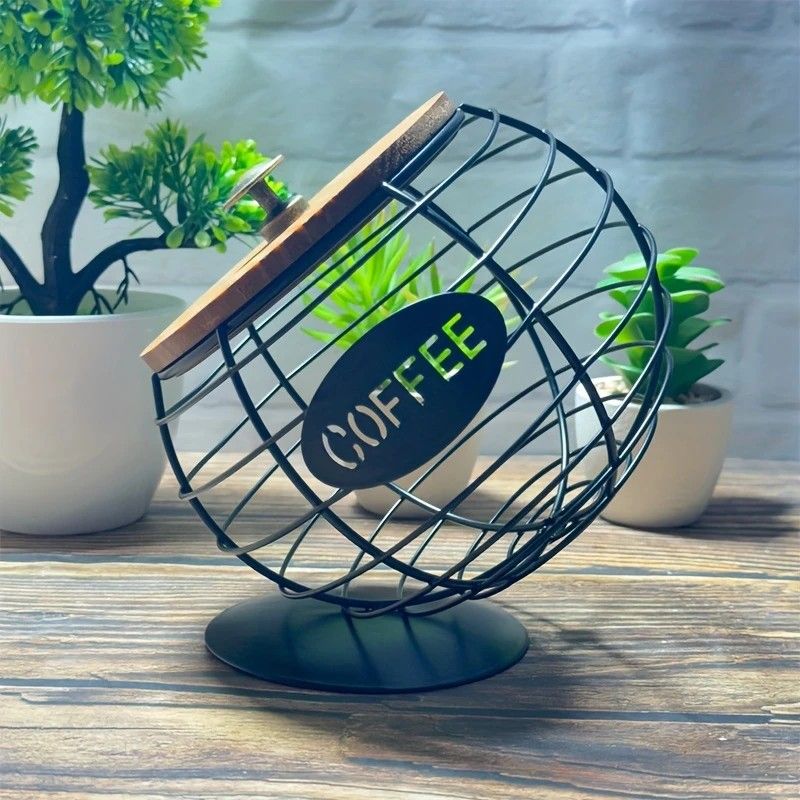 1pc Unique Coffee Capsule Basket Iron Coffee Pod Holder with Slanted Design for Home Bar and Cafe Display。black - Image 3