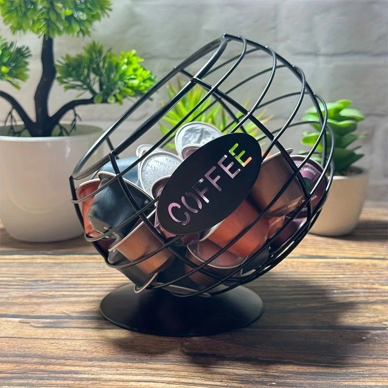 1pc Unique Coffee Capsule Basket Iron Coffee Pod Holder with Slanted Design for Home Bar and Cafe Display。black - Image 7