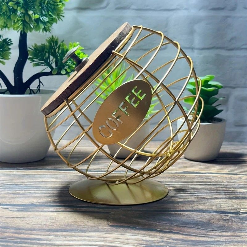 1pc Unique Coffee Capsule Basket Iron Coffee Pod Holder with Slanted Design for Home Bar and Cafe Display.golden - Image 1