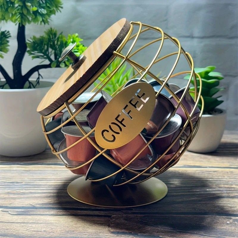 1pc Unique Coffee Capsule Basket Iron Coffee Pod Holder with Slanted Design for Home Bar and Cafe Display.golden - Image 5