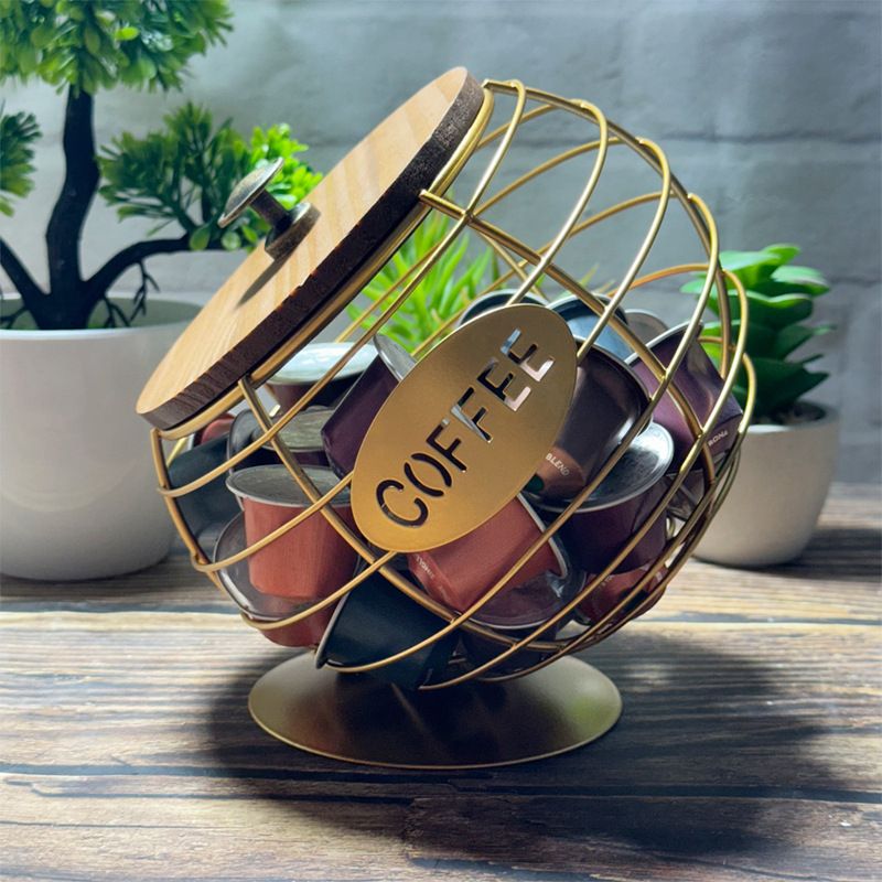 1pc Unique Coffee Capsule Basket Iron Coffee Pod Holder with Slanted Design for Home Bar and Cafe Display.golden - Image 8
