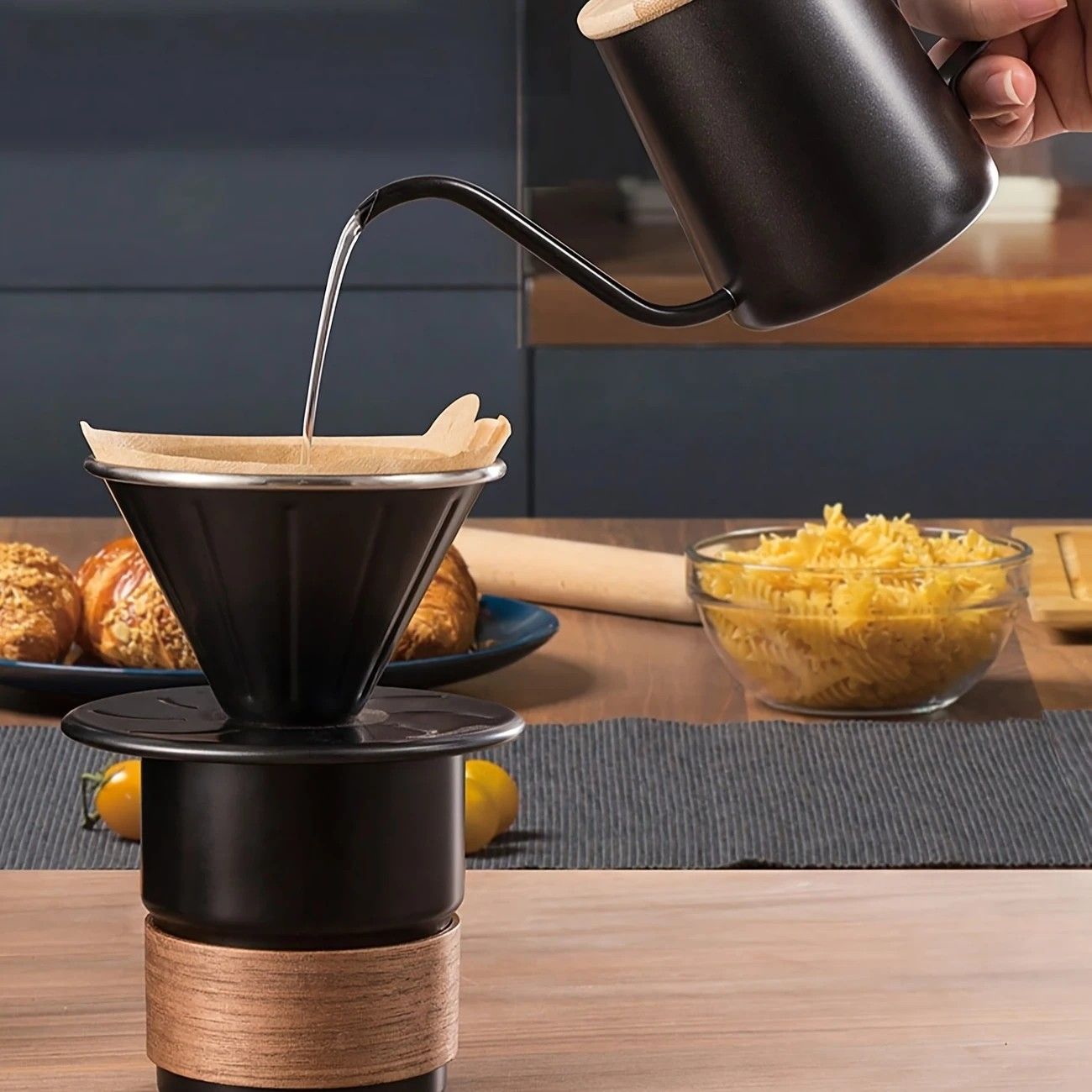 6-Piece Pour Over Coffee Set, Coffee Machine Gift Box, Pour Over Coffee Kettle, Coffee Cup, Coffee Bean Grinder Set.black - Image 5