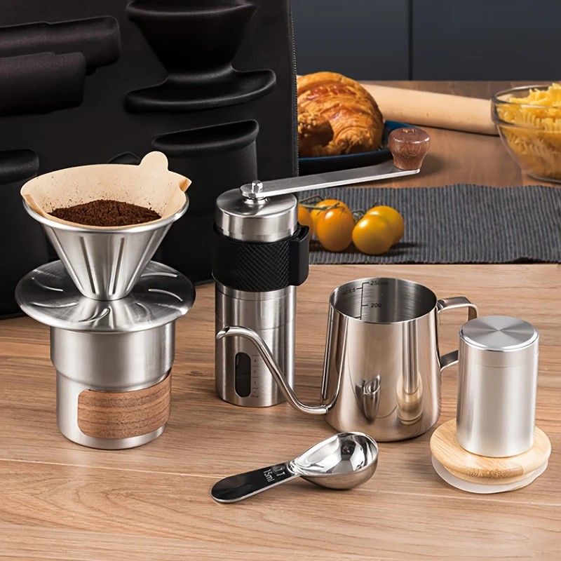 6-Piece Pour Over Coffee Set, Coffee Machine Gift Box, Pour Over Coffee Kettle, Coffee Cup, Coffee Bean Grinder Set.inherent/true qualities - Image 4