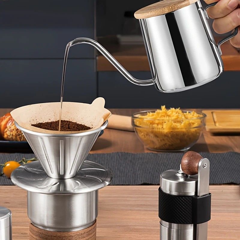 6-Piece Pour Over Coffee Set, Coffee Machine Gift Box, Pour Over Coffee Kettle, Coffee Cup, Coffee Bean Grinder Set.inherent/true qualities - Image 6