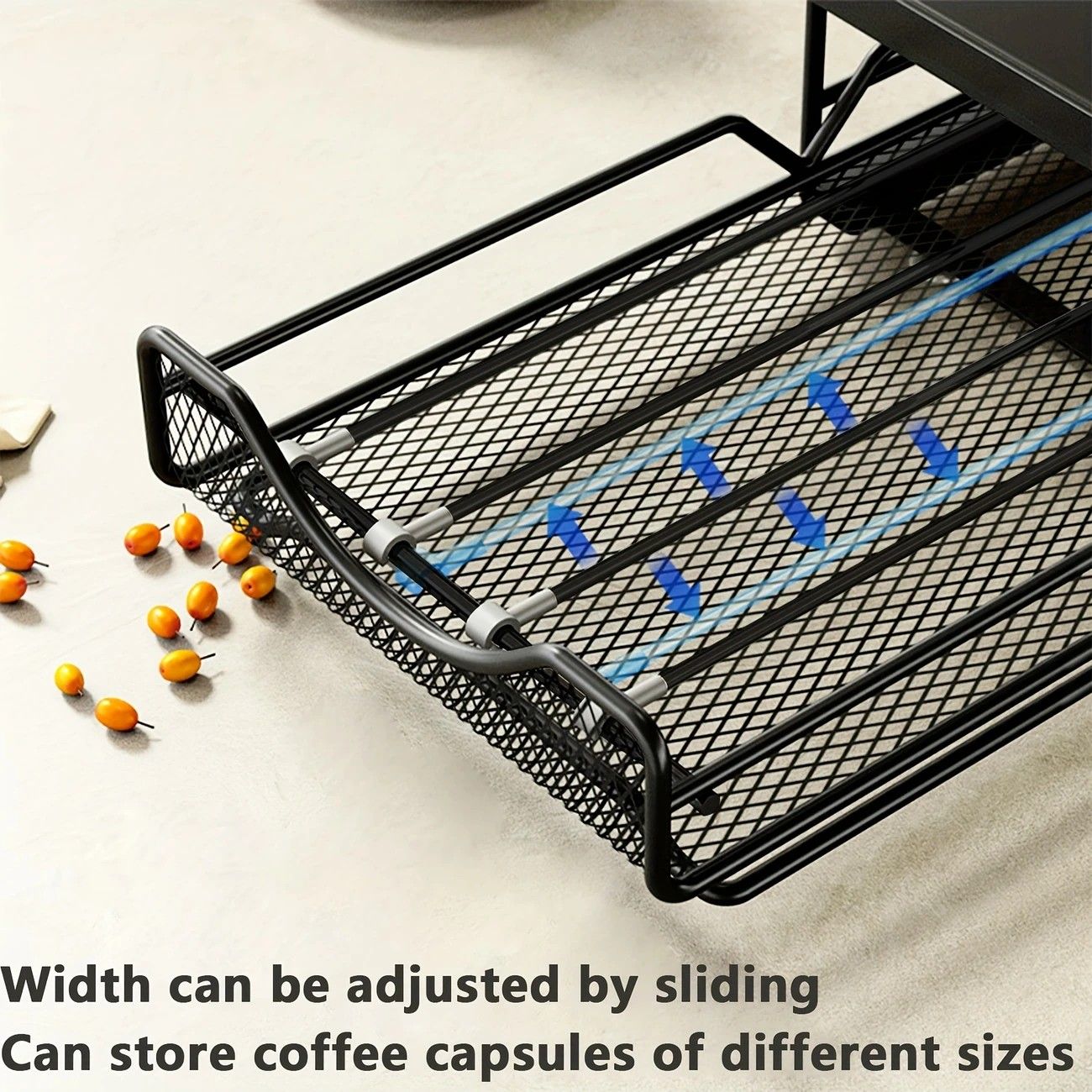 1pc Metal Coffee Capsule Storage Box Drawer Style Dustproof Organizer with Adjustable Grid for Tea Bags Capsules Multifunctional Organizer for Kitchen Office Home - Image 8