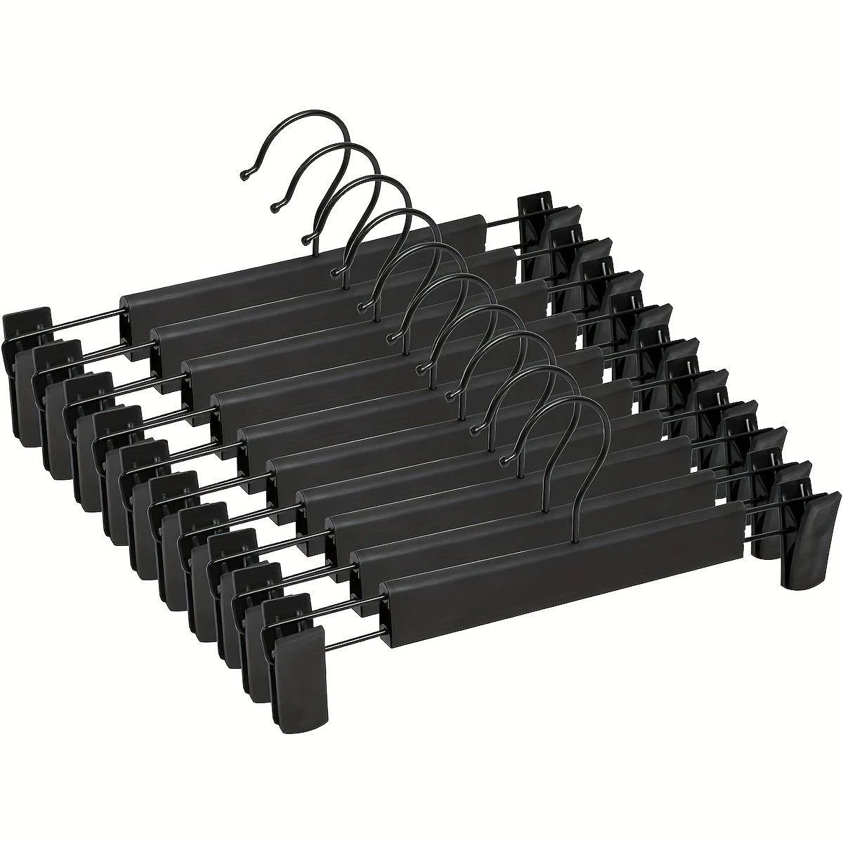 10-Pack Multi-Purpose Adjustable Pant Hangers: Thickened Non-Slip Clips, 360° Rotating Hook, Adjustable Width, Suitable for Organizing and Drying Various Clothes, Towels, and More. - Image 1