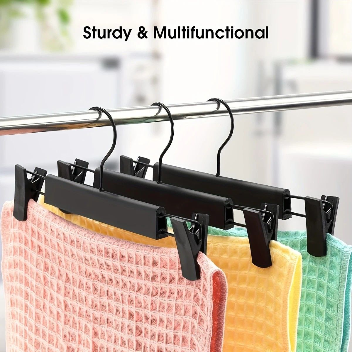 10-Pack Multi-Purpose Adjustable Pant Hangers: Thickened Non-Slip Clips, 360° Rotating Hook, Adjustable Width, Suitable for Organizing and Drying Various Clothes, Towels, and More. - Image 6